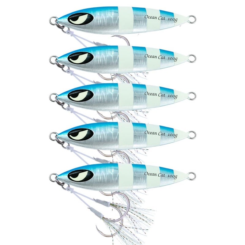 OCEAN CAT 1 PC Slow Fall Pitch Fishing Lures Sinking Lead Metal Flat Jigs Jigging Baits with Hook for Saltwater Fishing 100G/150G/200G/250G (60g, Silver) - Image 1